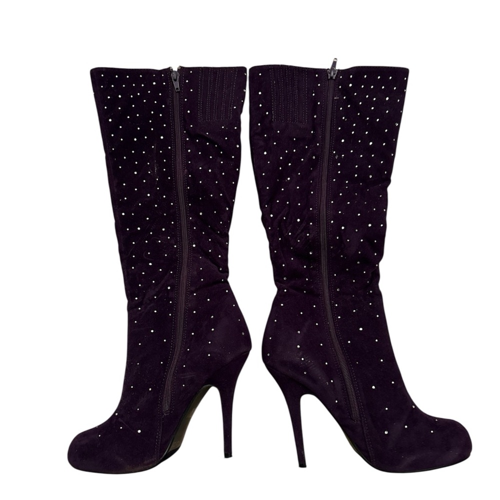 Shoe Dazzle Purple Studded Heeled Boots